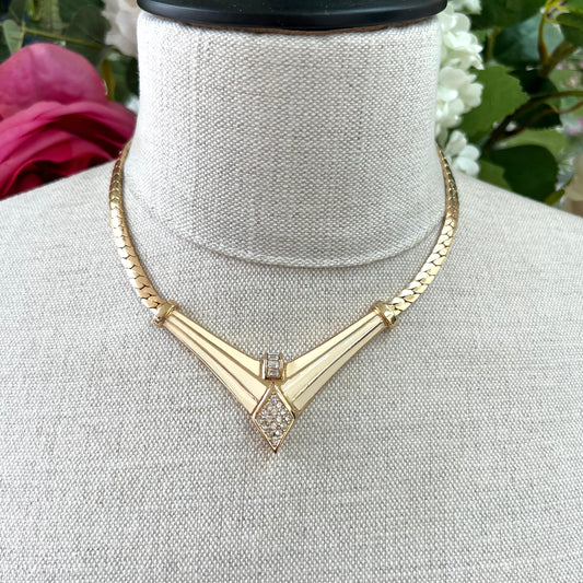 Christian Dior Collier pendentif chevron en émail intégral